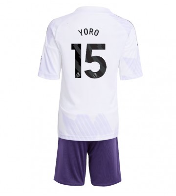 Manchester United Leny Yoro #15 Segunda Equipación Niños 2025-26 Manga Corta (+ Pantalones cortos)